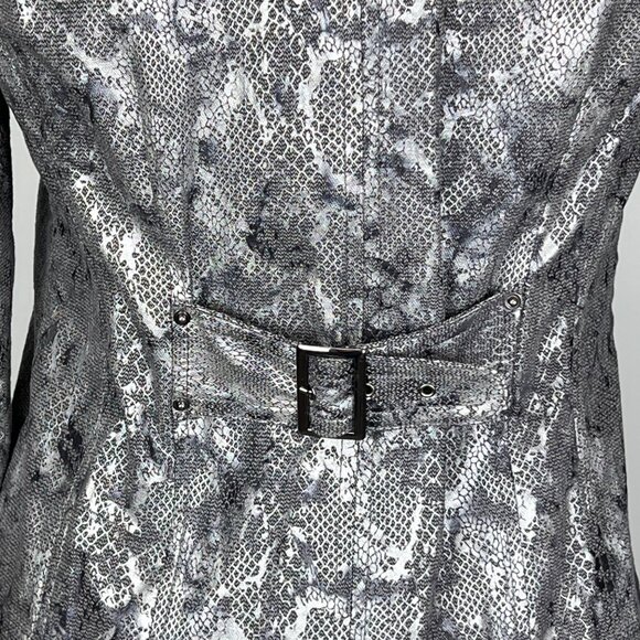 Chicos Womens Python Print Jacket Metallic Gray Button Front size Small - Picture 9 of 13